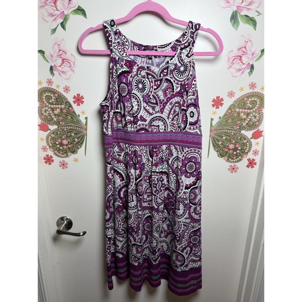 Apt 9 Women's Purple Paisley Sleeveless Midi Dress Size Medium